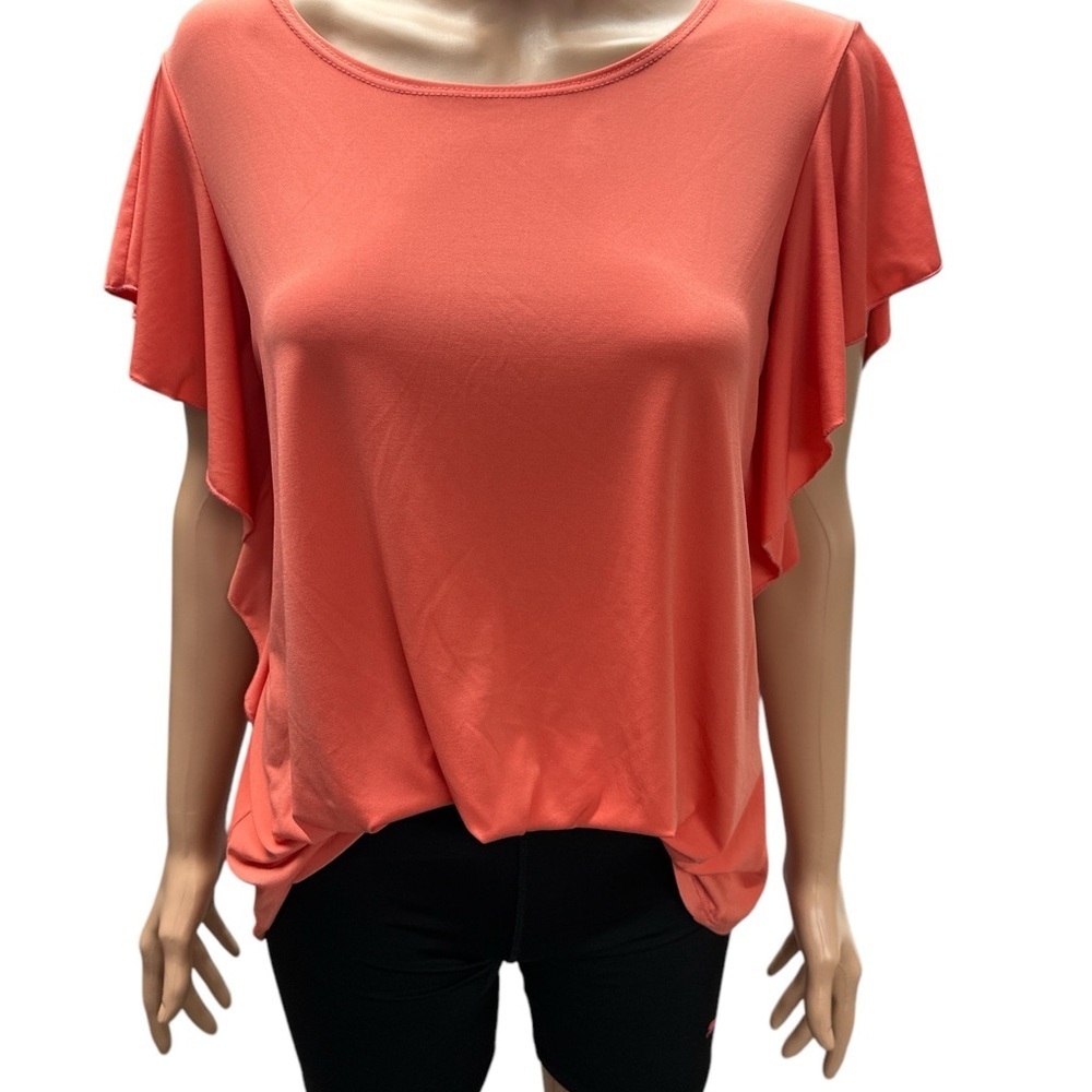 Slinky Brand - EC - Coral Women's Flutter Sleeve Top